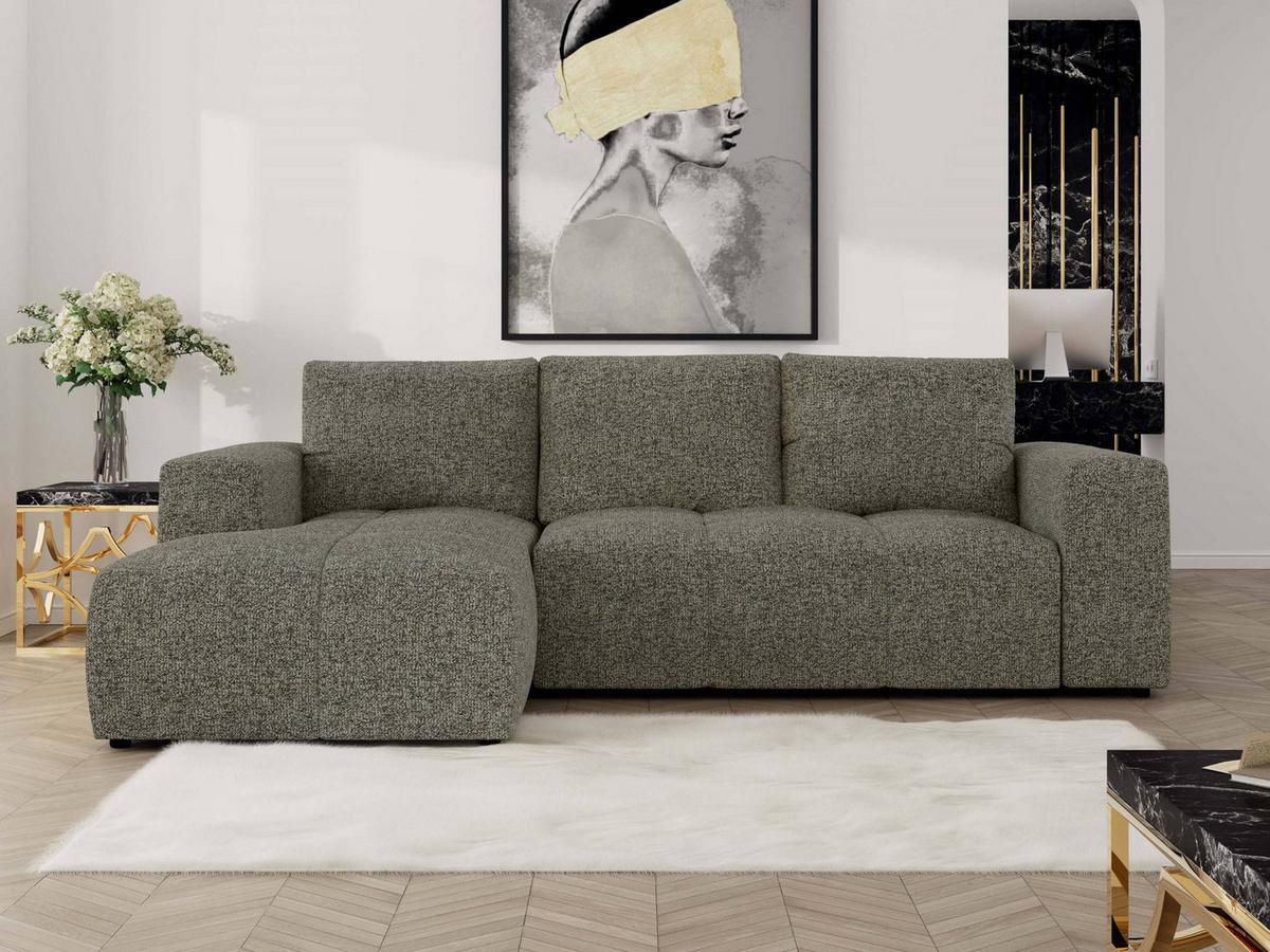 ECKSOFA MONIVA Grau Strukture - Links - Schwarz/Grau, Textil (164/266cm) - MKS