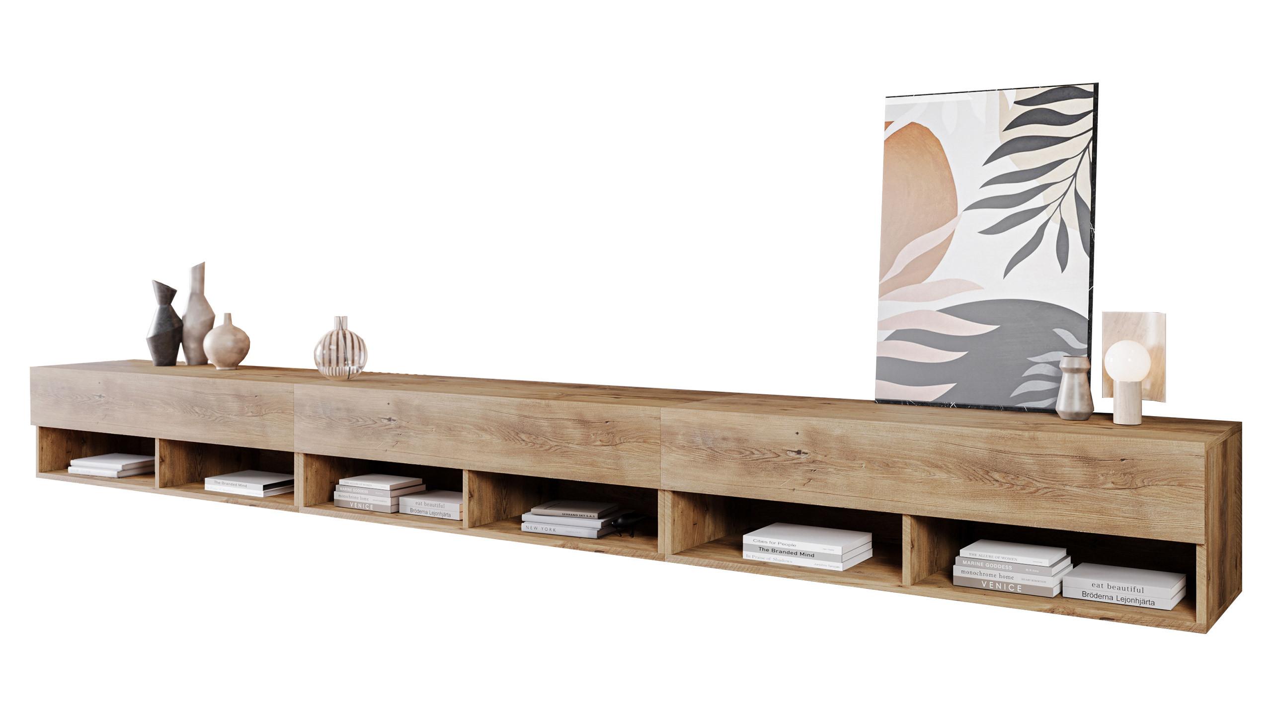 TV-LOWBOARD A300 mit weißer LED Beleuchtung - Braun, Holzwerkstoff (300/32/33cm) - MIRJAN24