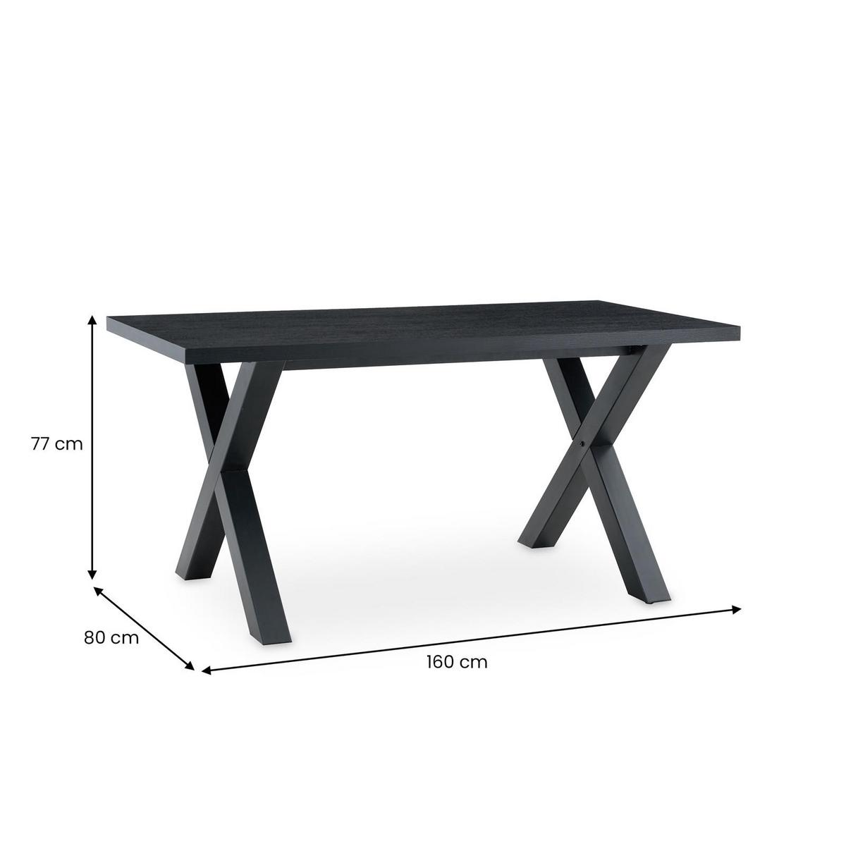 ESSTISCH OSIMO schwarz - Schwarz, Holzwerkstoff/Metall (80/160/77cm) - IDIMEX
