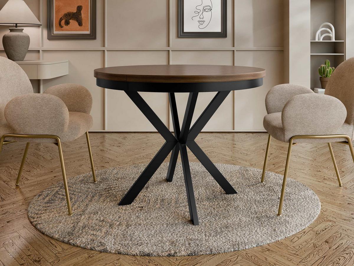 ESSTISCH ausziehbar Edder 90 - Nussbaumfarben/Schwarz, Holzwerkstoff/Metall (90/90/76cm) - MIRJAN24
