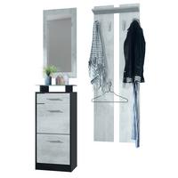 GARDEROBE Loret Front in Beton Oxid Optik - Hellgrau, Holzwerkstoff (140/200/23cm) - Vladon