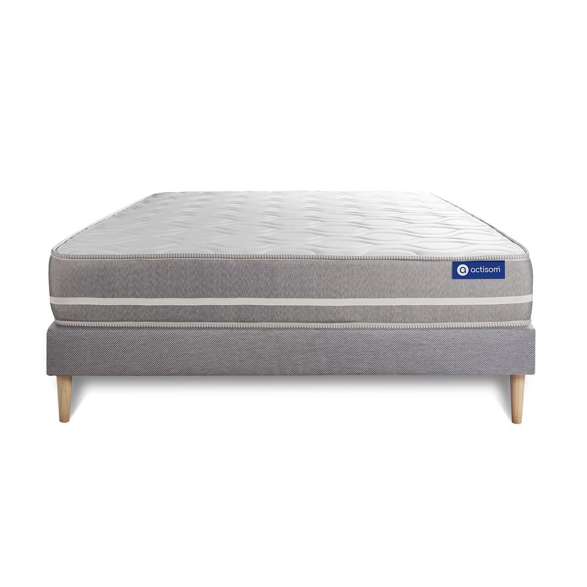 BETT Actilatex touch Latex und Memory-Schaum 120 x 190 cm h1 - Kit Bettgestell Grau - Beige/Grau, Karton/Holz (120/190cm) - ACTISOM