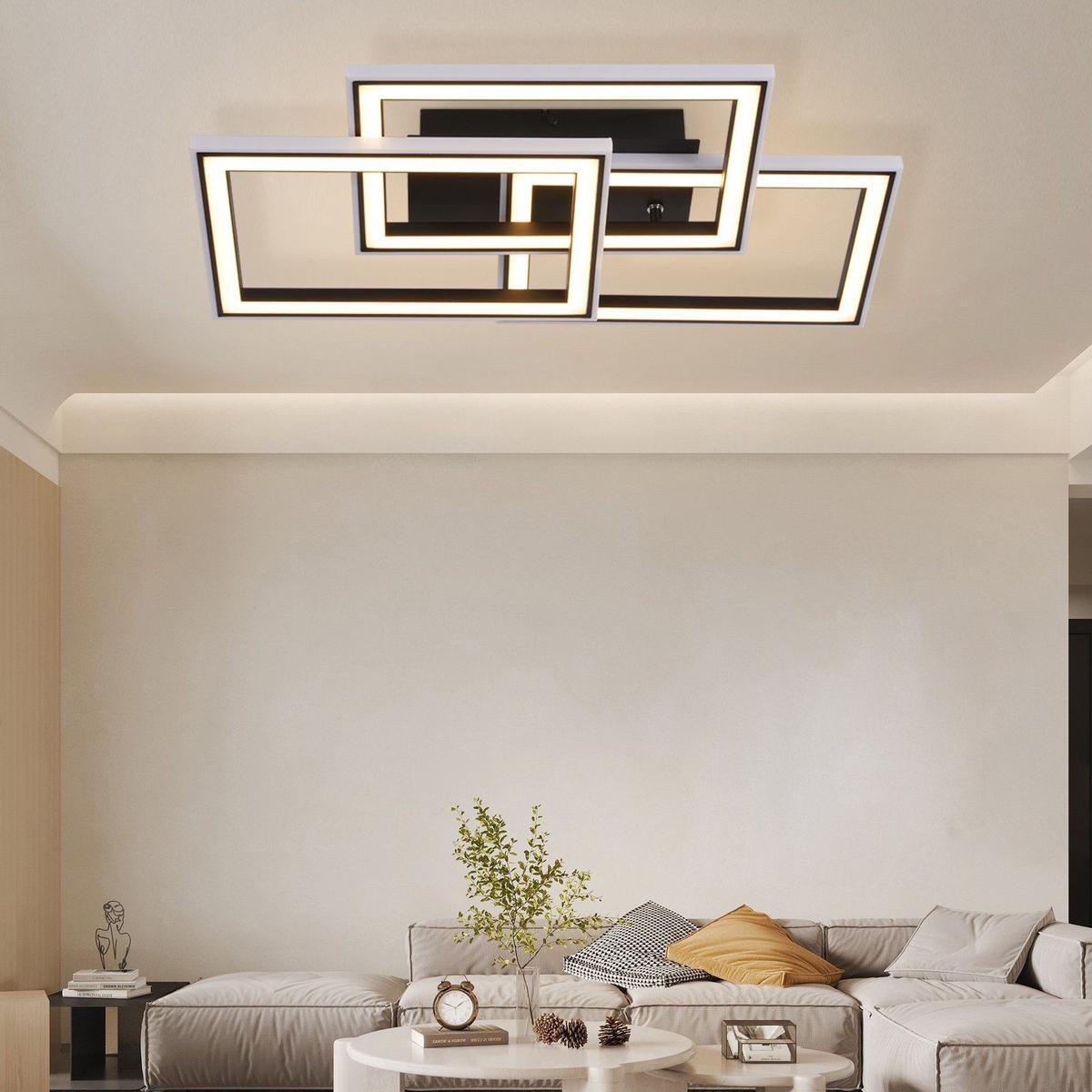 LED-DECKENLEUCHTE Lieselotte 54/34/9 cm - Schwarz, Metall (54/34/9cm) - Nettlife