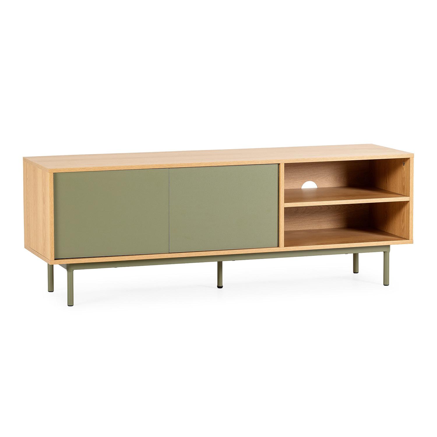 TV-ELEMENT Cuzco 2 türen Eichenfarbe/grün - Grün, Holzwerkstoff (140/50/40cm) - VS Venta-stock