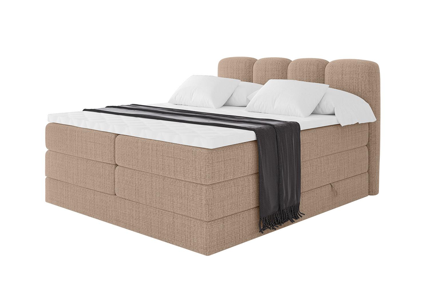 BOXBETT mit Matratze H3|H4 und Lattenrost - NINA KING - 180x200 cm Aragon - Dunkelbeige - Cappuccino, Holzwerkstoff (180/200cm) - ALTDECOR