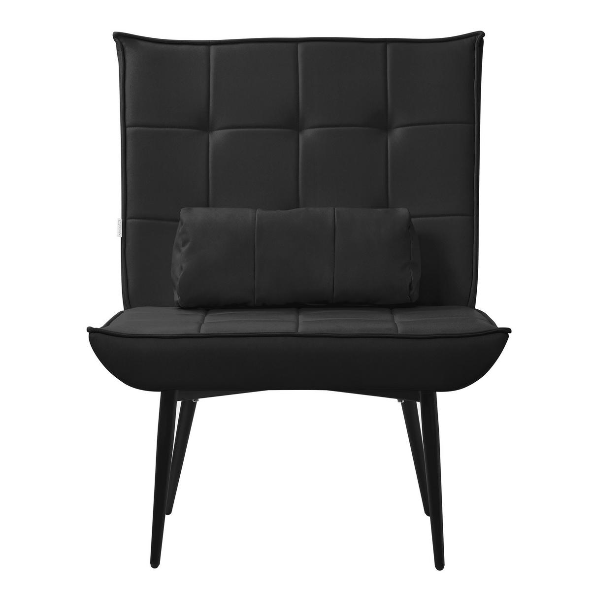 SESSEL Wohnzimmer aus Kunstleder-PU Schwarz Relaxsessel mit Lendenkissen - Schwarz, Metall (97/100/79cm) - ML-DESIGN