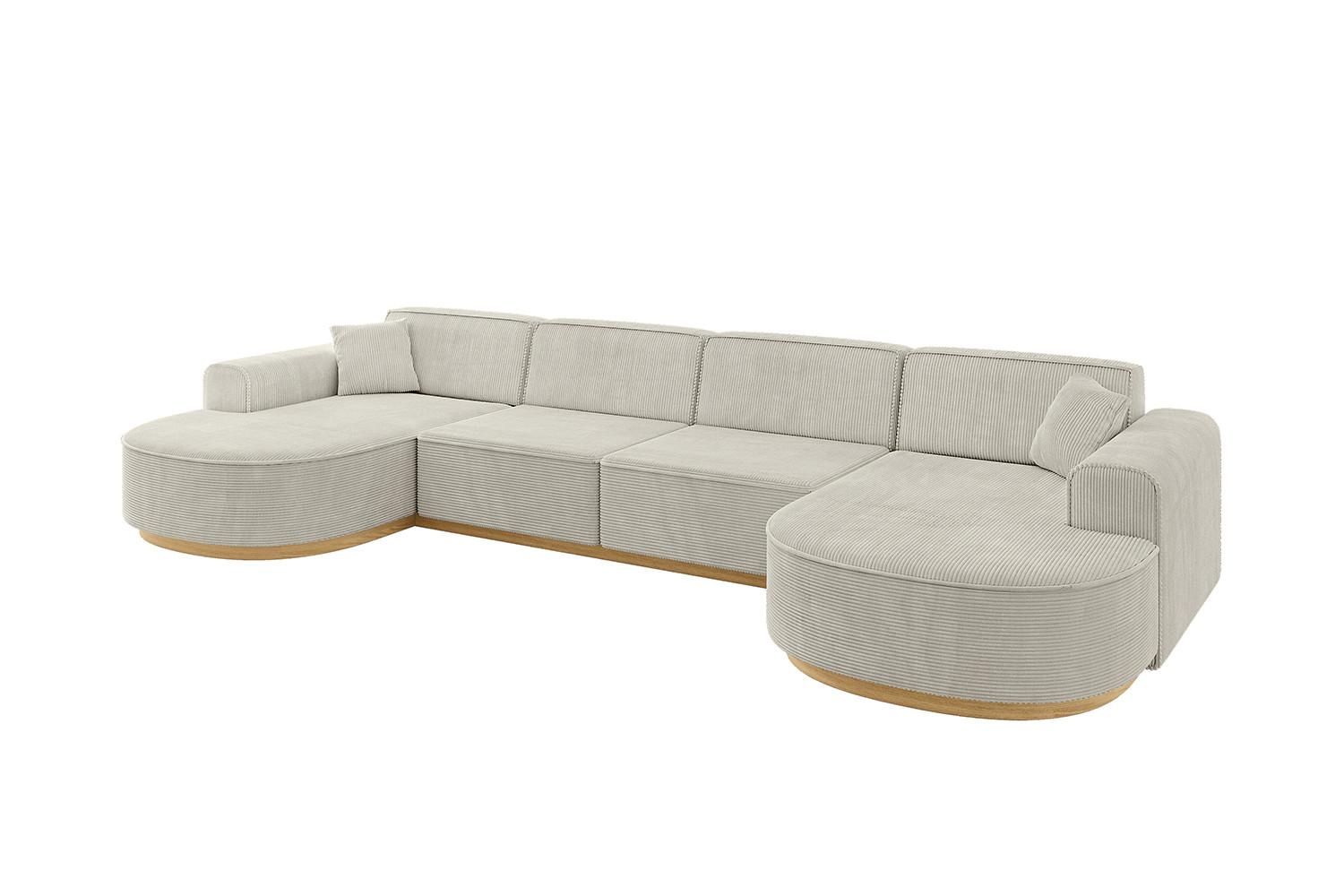 WOHNLANDSCHAFT MARI-U2-v2 - 388x171x83 cm Creme Cord - Hellgrau/Creme, Holzwerkstoff/Textil (388/83/171cm) - ALTDECOR