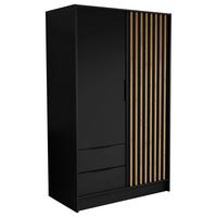 DREHTÜRENSCHRANK PELOR 102/200/51 cm Modern Kleiderschrank 2-türig Schwarz - Schwarz, Holzwerkstoff (102/200/51cm) - MASSENO