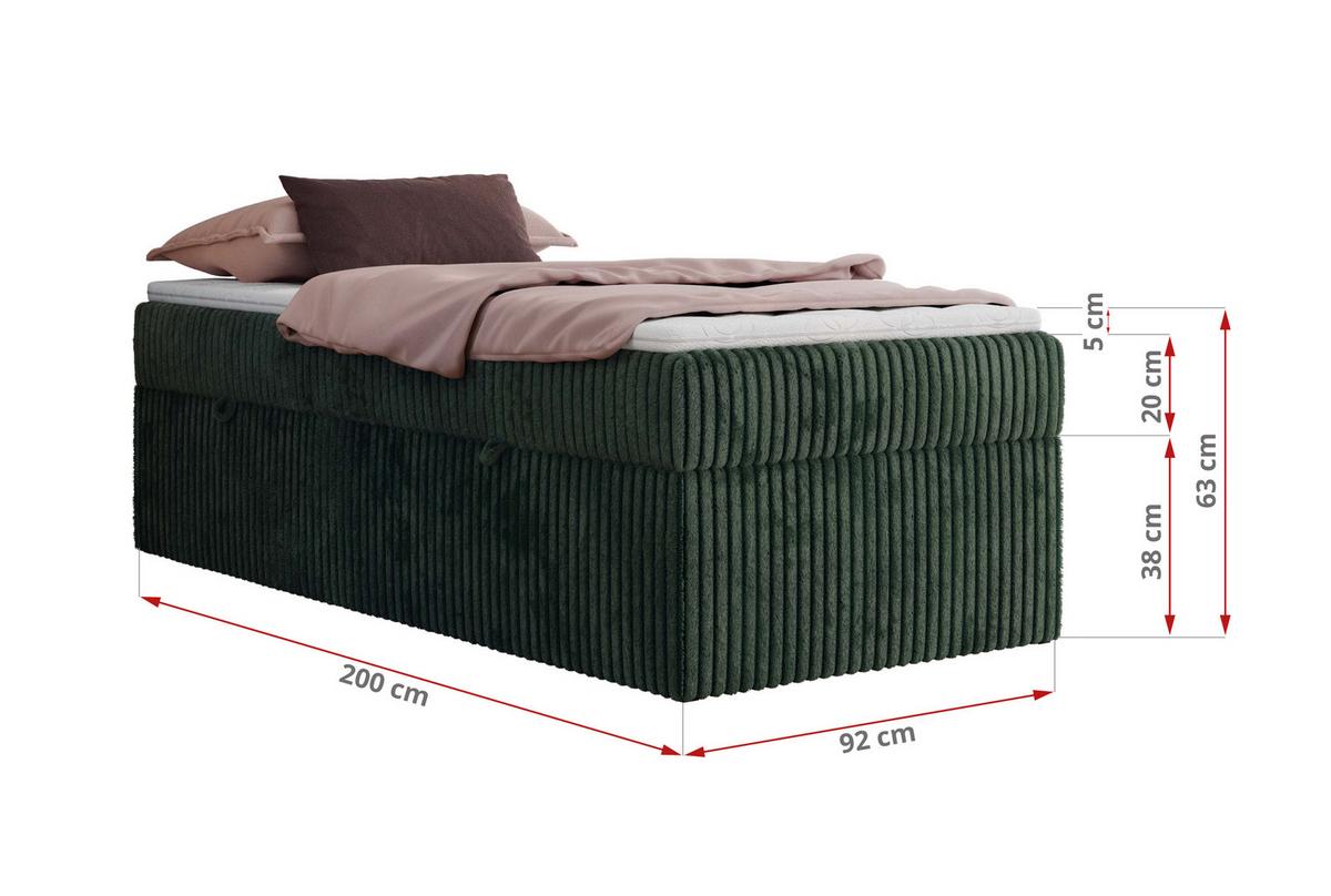 BOXBETT ZERO 90/200 - Dunkelgrün Cord - H4 - Topper T25 - Dunkelgrün, Textil (90/200cm) - MKS