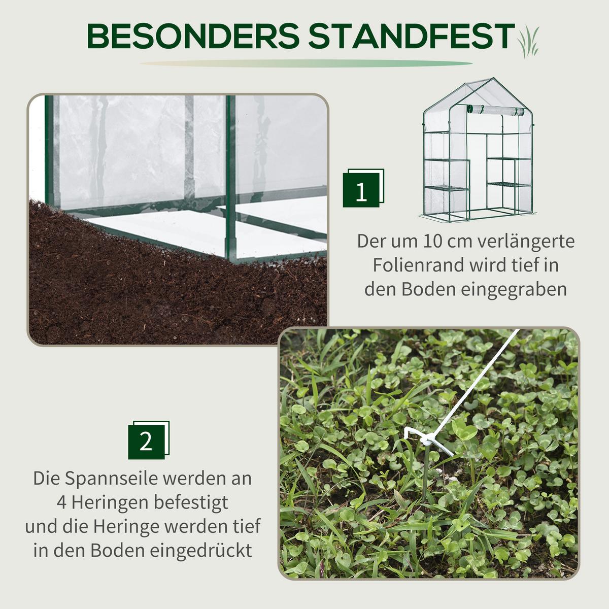 FOLIENGEWÄCHSHAUS, Transparent, Metall, PVC-Kunstoff - Transparent, Kunststoff (73/195/142cm) - Outsunny