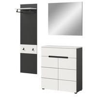 GARDEROBEN-SET 3-teilig in weiß, grau 140 cm mit Soft-Close, Cooper - Schwarz/Weiß, Glas/Holzwerkstoff (140/190/37cm) - Inn.Furn