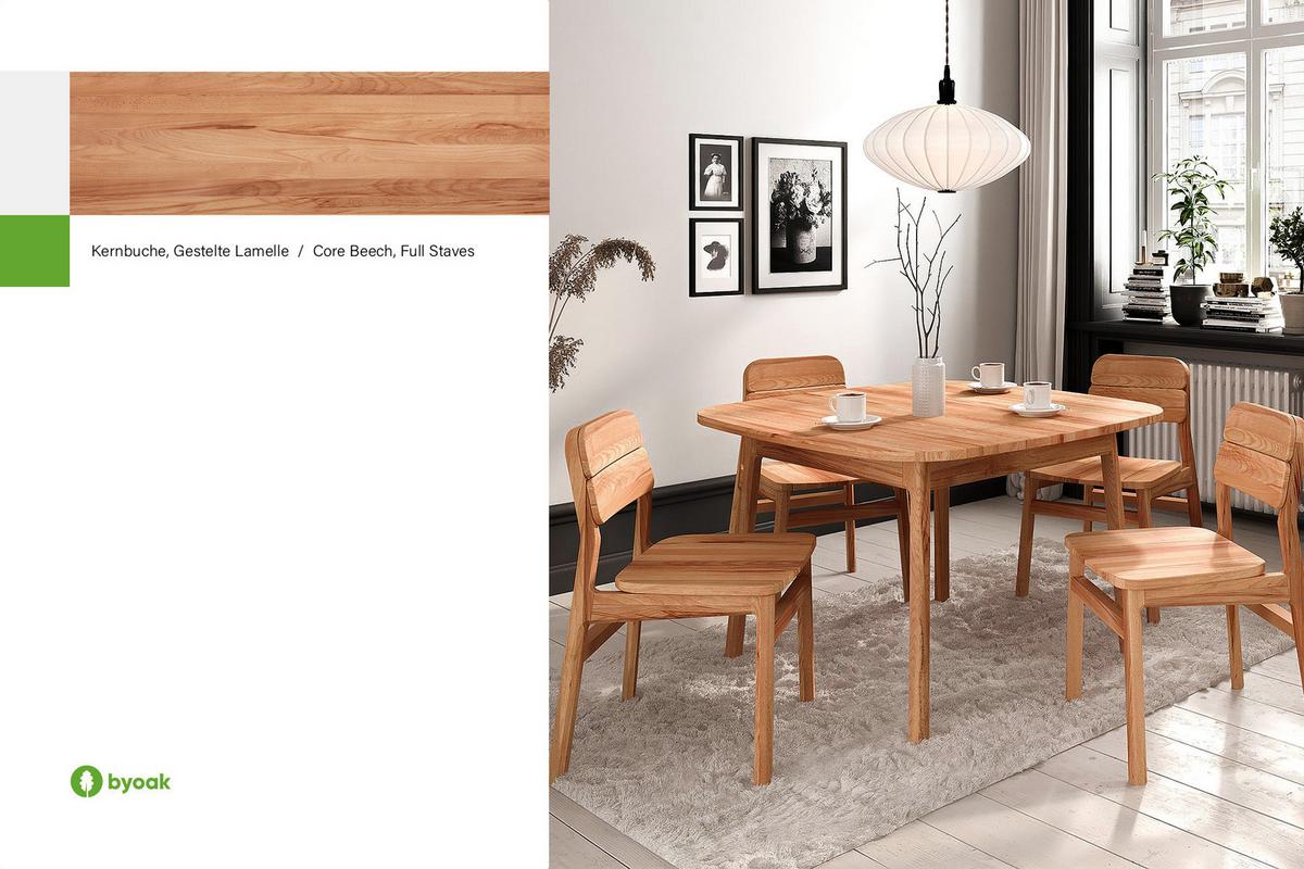 ESSTISCH PAUL 100 x 120 Kernbuche - Kernbuche, Holz (120/100/77cm) - byoak