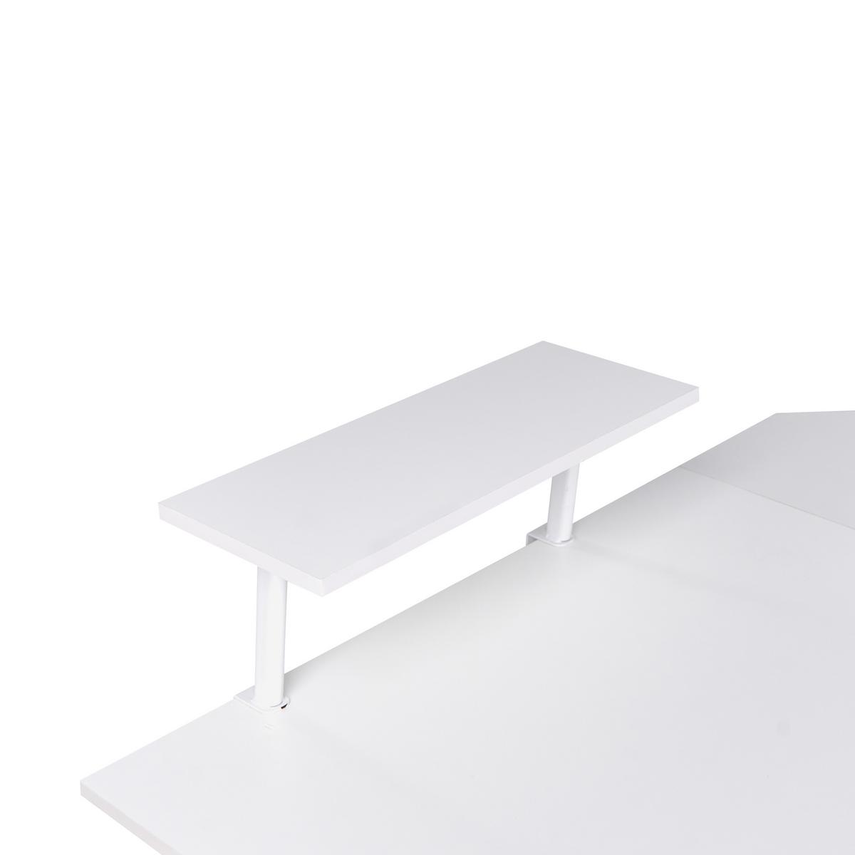 ECKSCHREIBTISCH Weiß 180/140 cm mit Stauraum Tacony - Weiß, Holzwerkstoff (140/180/94cm) - Beliani