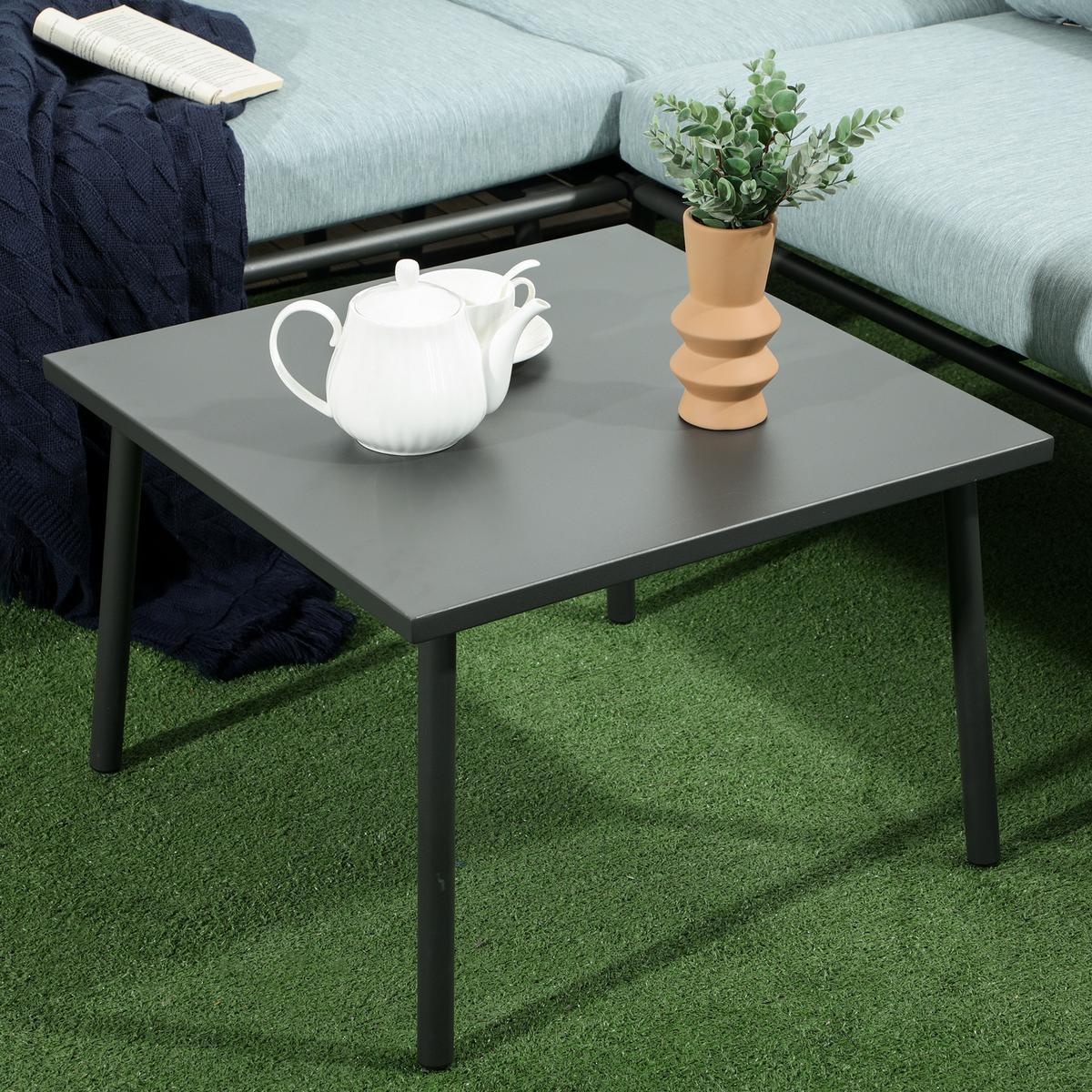 GARTENMÖBEL Set, Aluminium, Grau+Blau - Grau, Metall - Outsunny