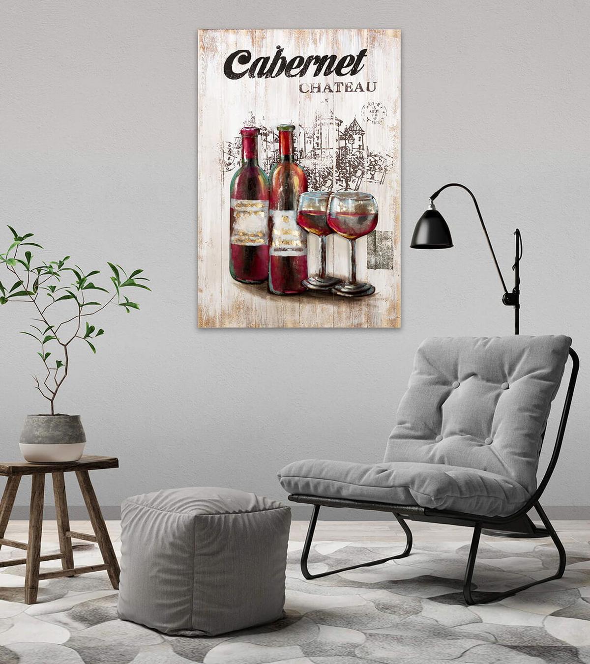 HOLZBILD Rot 60/90 cm - Beige/Rot, Holz/Metall (2.98/90cm) - KUNSTLOFT