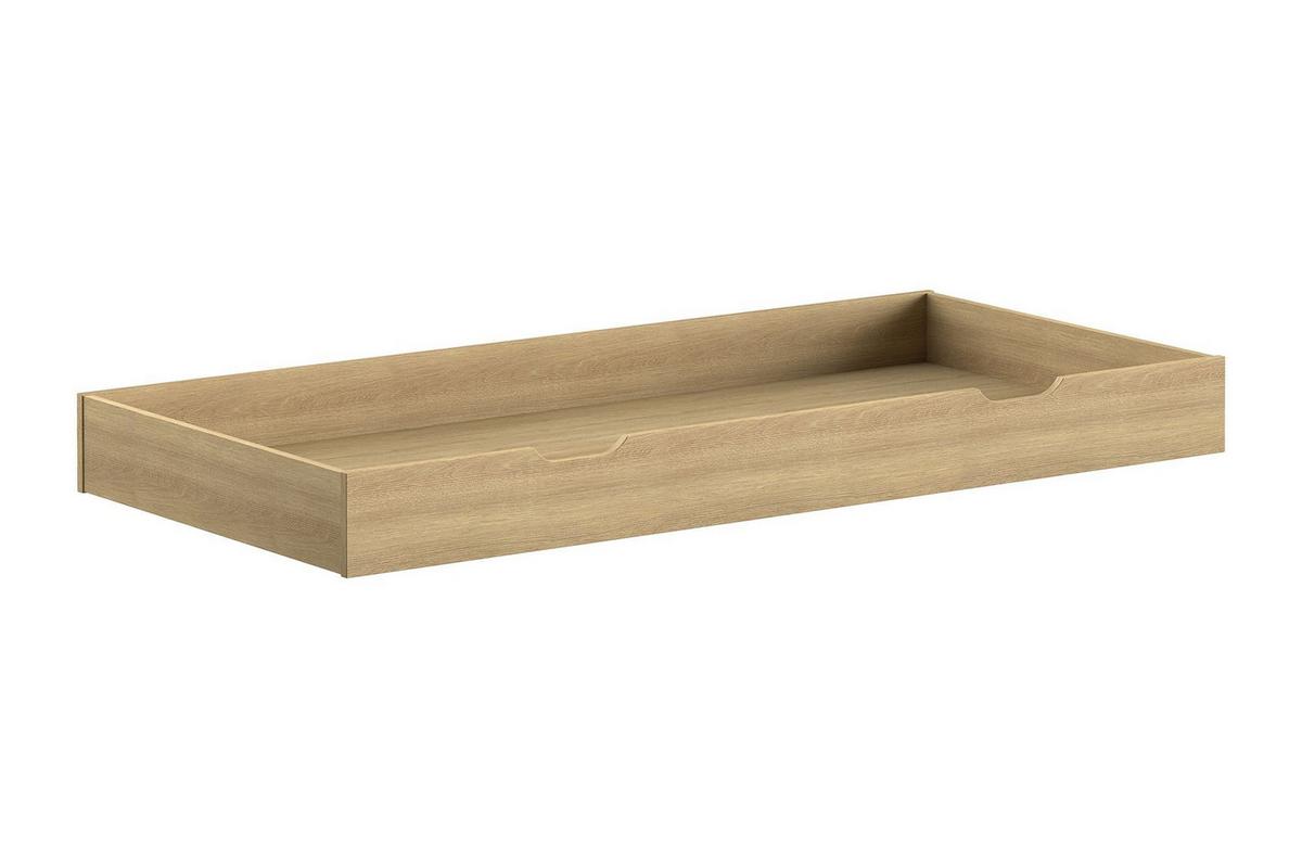 HAUSBETT Kandace 90x200 Eiche massiv natur mit Dachaufbau & Schublade - Eichefarben, Holz (90/200cm) - 58aufmkessel