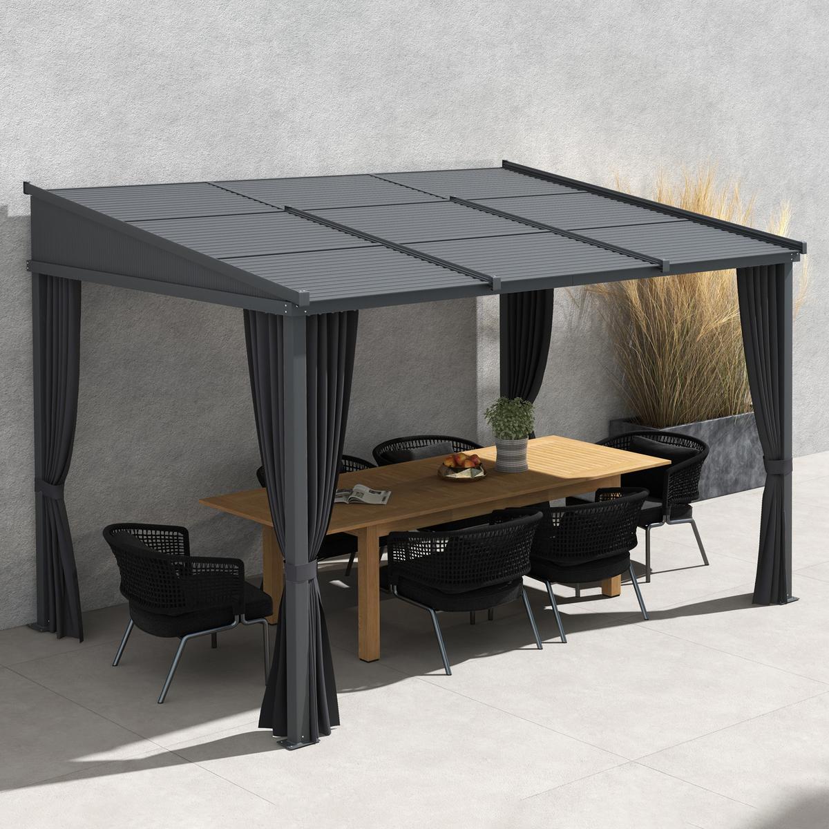 PERGOLA Pavillon, Alu+Metall, Dunkelgrau - Dunkelgrau, Metall (255/242/365cm) - Outsunny