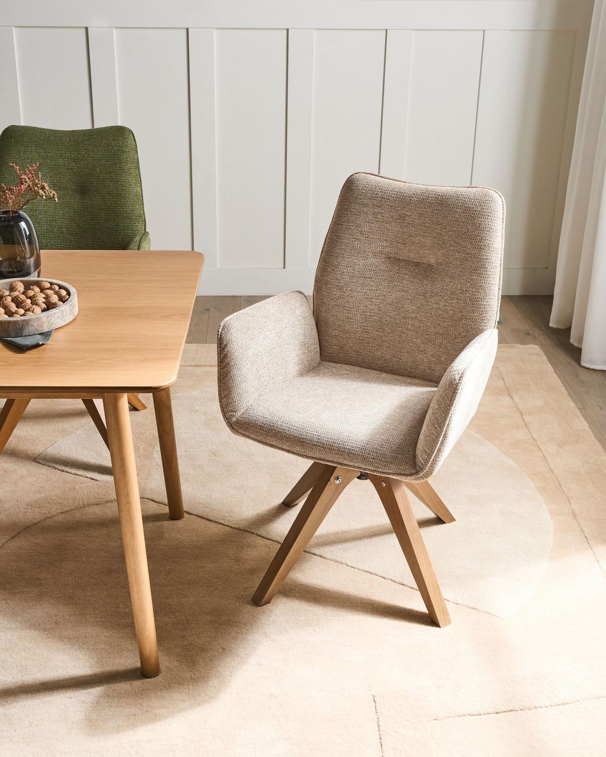 ESSZIMMERSTUHL Beige Mokena - Beige/Braun, Textil (58/90/66cm) - Beliani