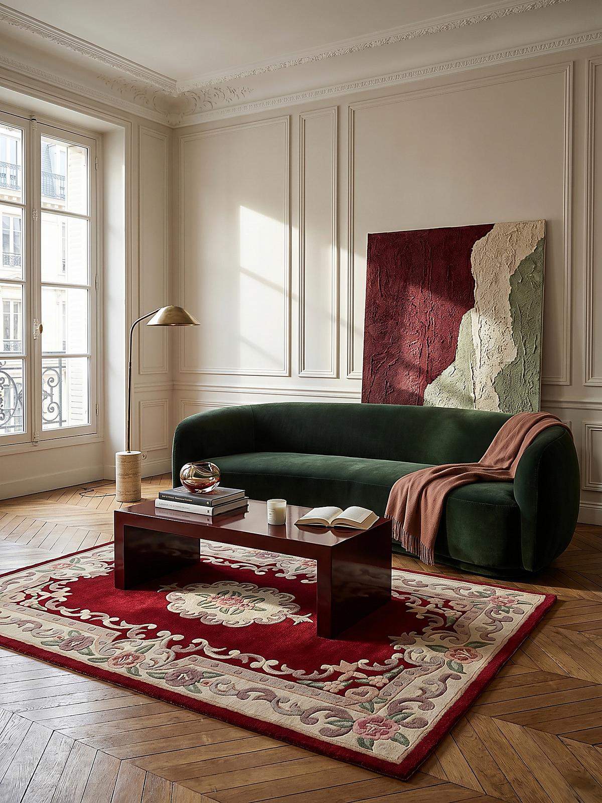 WOLLTEPPICH BEAULY, klassisch, Rot-Beige, 120 x 180 cm - Rot, Textil (180/120cm) - KADIMA DESIGN