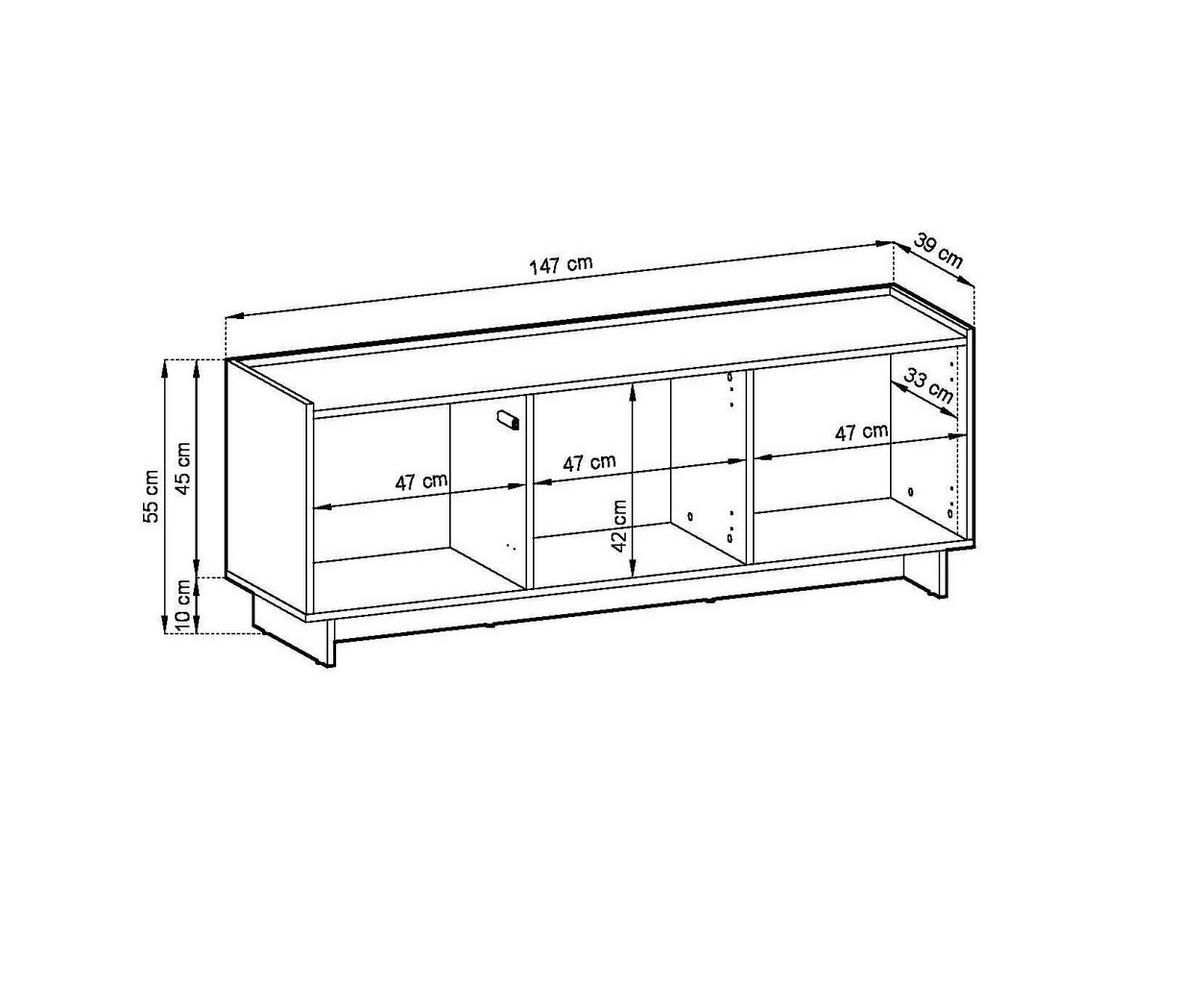 LOWBOARD ZENITH 147/55/39 cm, Braun - Braun, Holzwerkstoff (147/55/39cm) - MASSENO