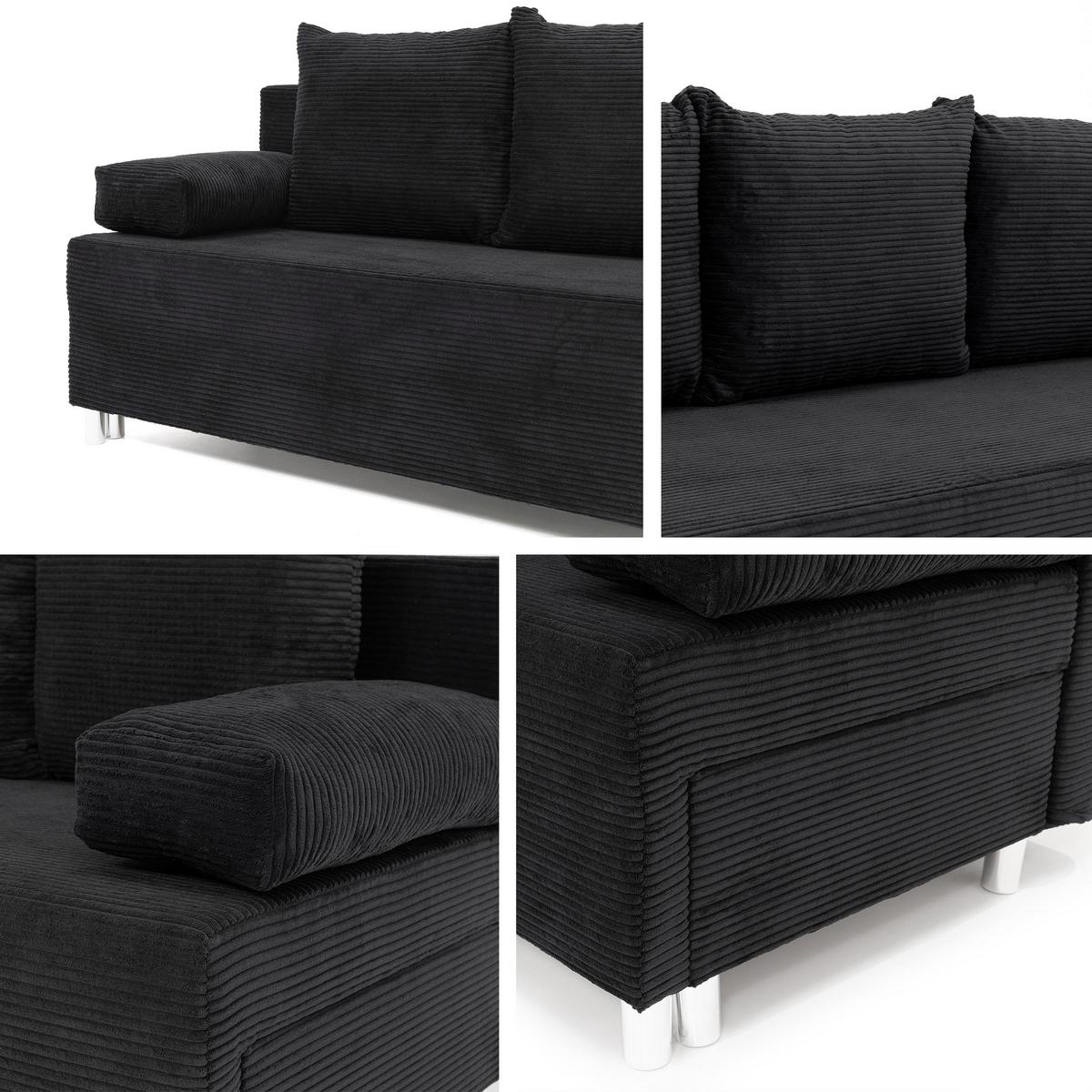 SCHLAFSOFA Dover Cord - Chromfarben/Greige, Holz/Kunststoff (192/86/80cm) - MIRJAN24