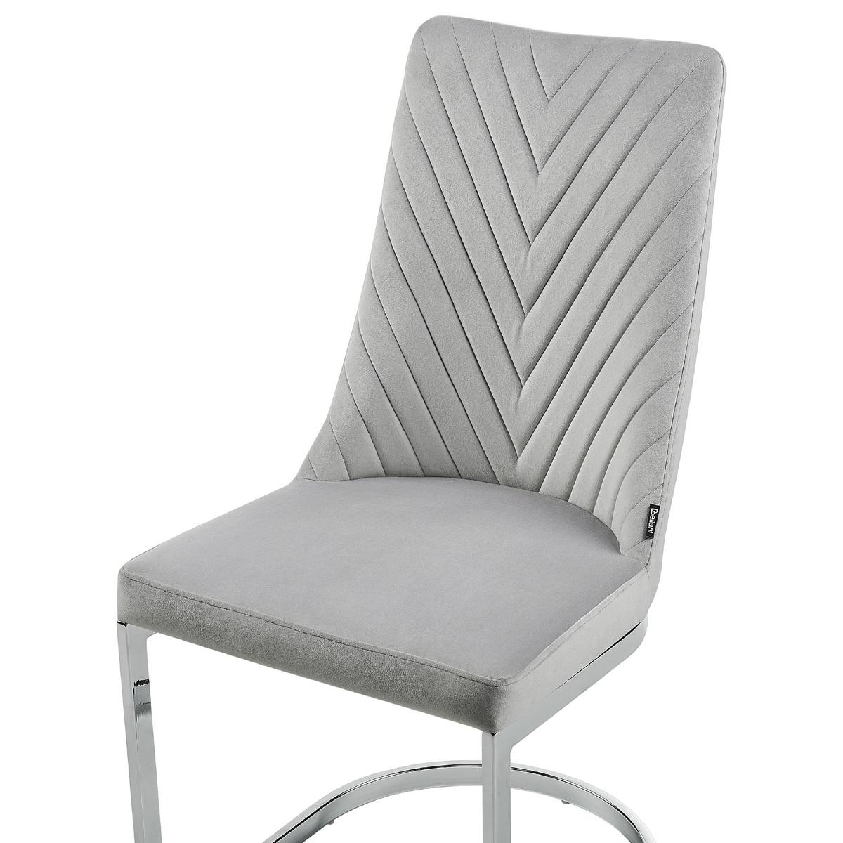 ESSZIMMERSTUHL 2er-Set Samtstoff grau Altoona - Silberfarben/Grau, Textil (46/95/58cm) - Beliani