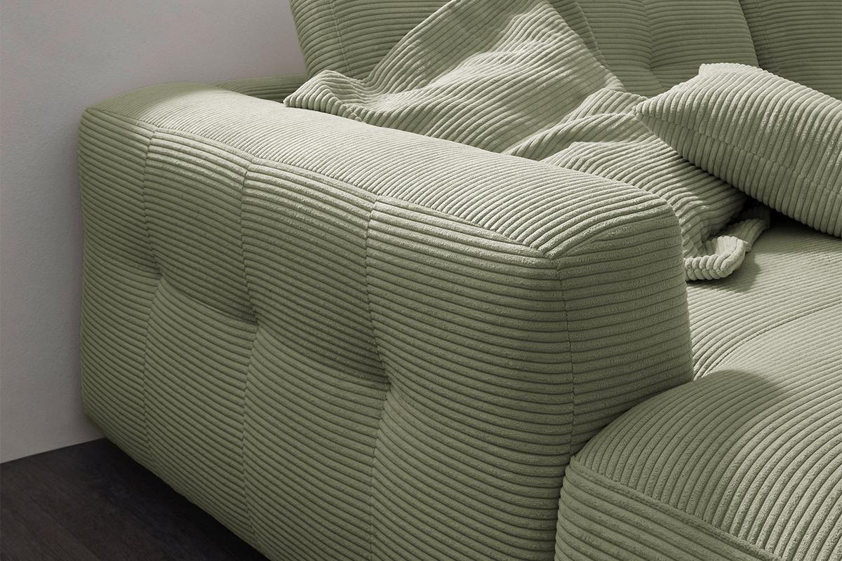 ECKSOFA MIKA Grün Cord - Schwarz/Olivgrün, Kunststoff/Textil (276/167cm) - KAWOLA