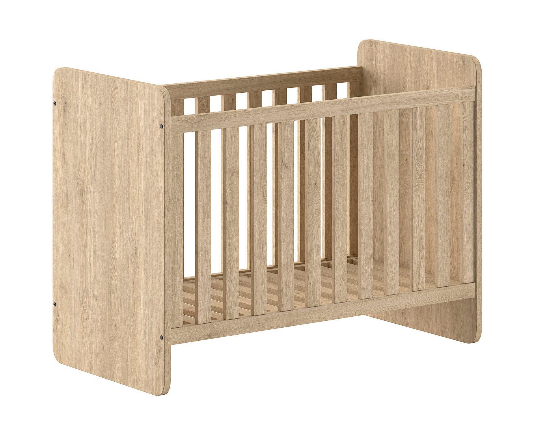 BABYBETT 60x120 Keelia Eiche Melamin mit Lattenrost - Eichefarben, Kunststoff (60/120cm) - 58aufmkessel