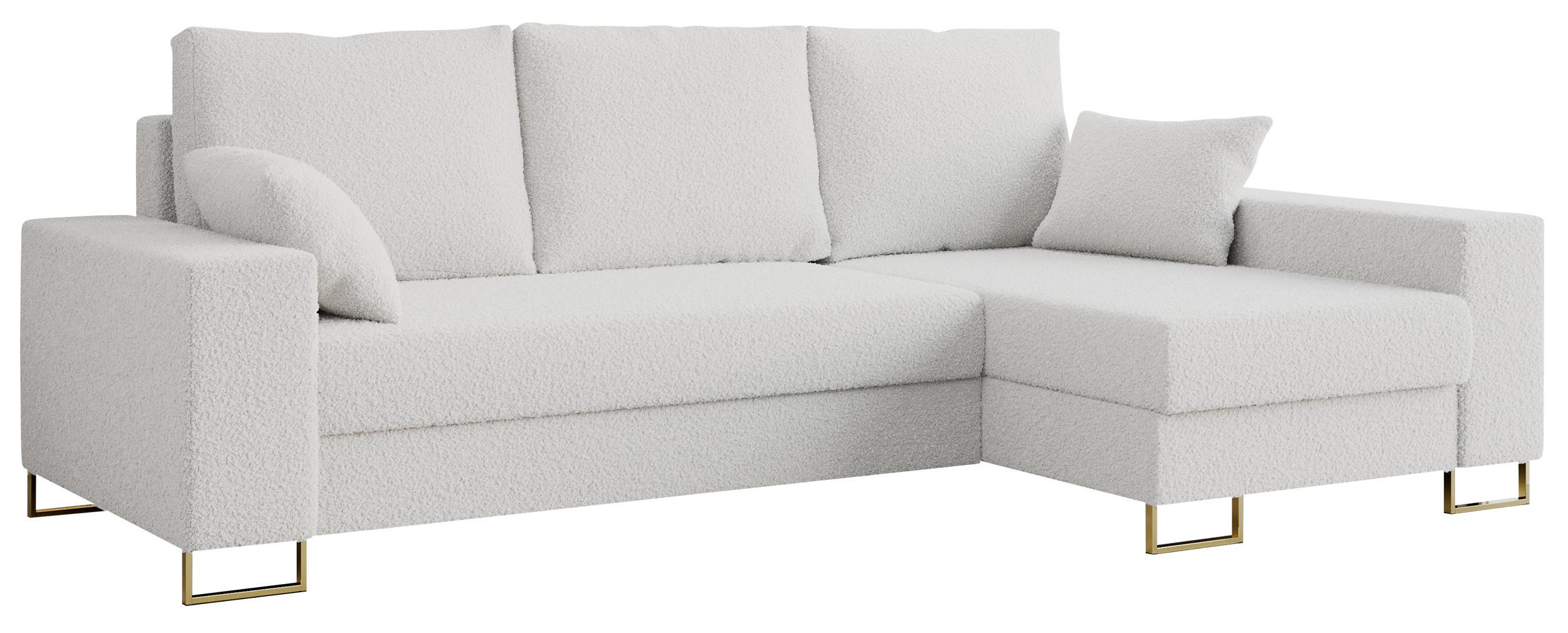 ECKSOFA Dorian Boucle Weiß - Goldfarben/Weiß, Textil/Metall (242/138cm) - MKS