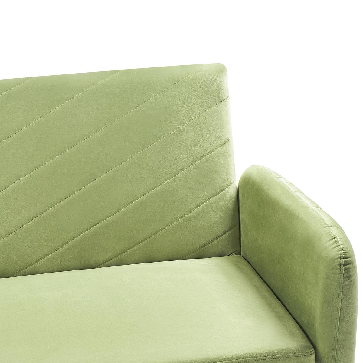 3-SITZER-SCHLAFSOFA Samtstoff Olivgrün Senja - Olivgrün, Textil (200/87/95cm) - Beliani