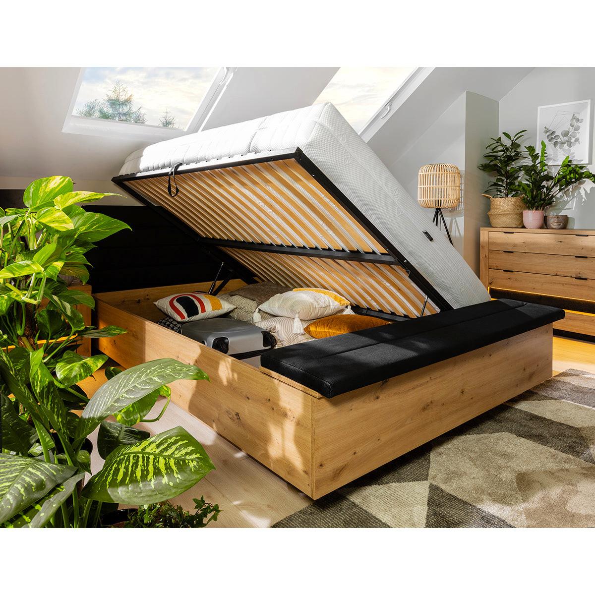 BOXBETT 160/200 Glenn Holz und Schwarz - Schwarz, Holzwerkstoff (160/200cm) - Petits-meubles