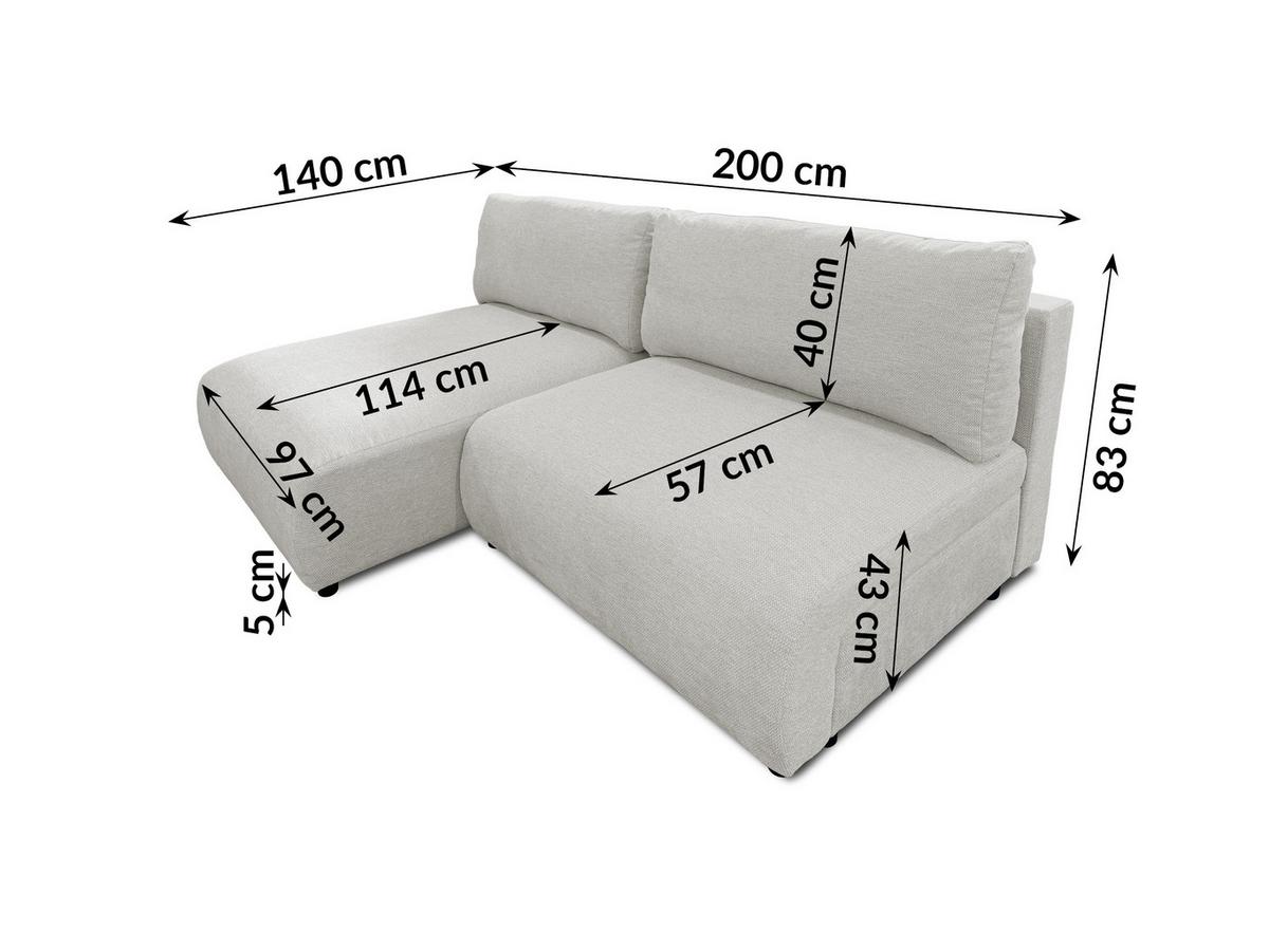 ECKSOFA Sora mit Schlaffunktion, Bettkasten und extra tiefer Komfortzone aus hochwertigem Hellgrau Strukturstoff - Hellgrau/Schwarz, Holz/Kunststoff (140/200cm) - S-Style
