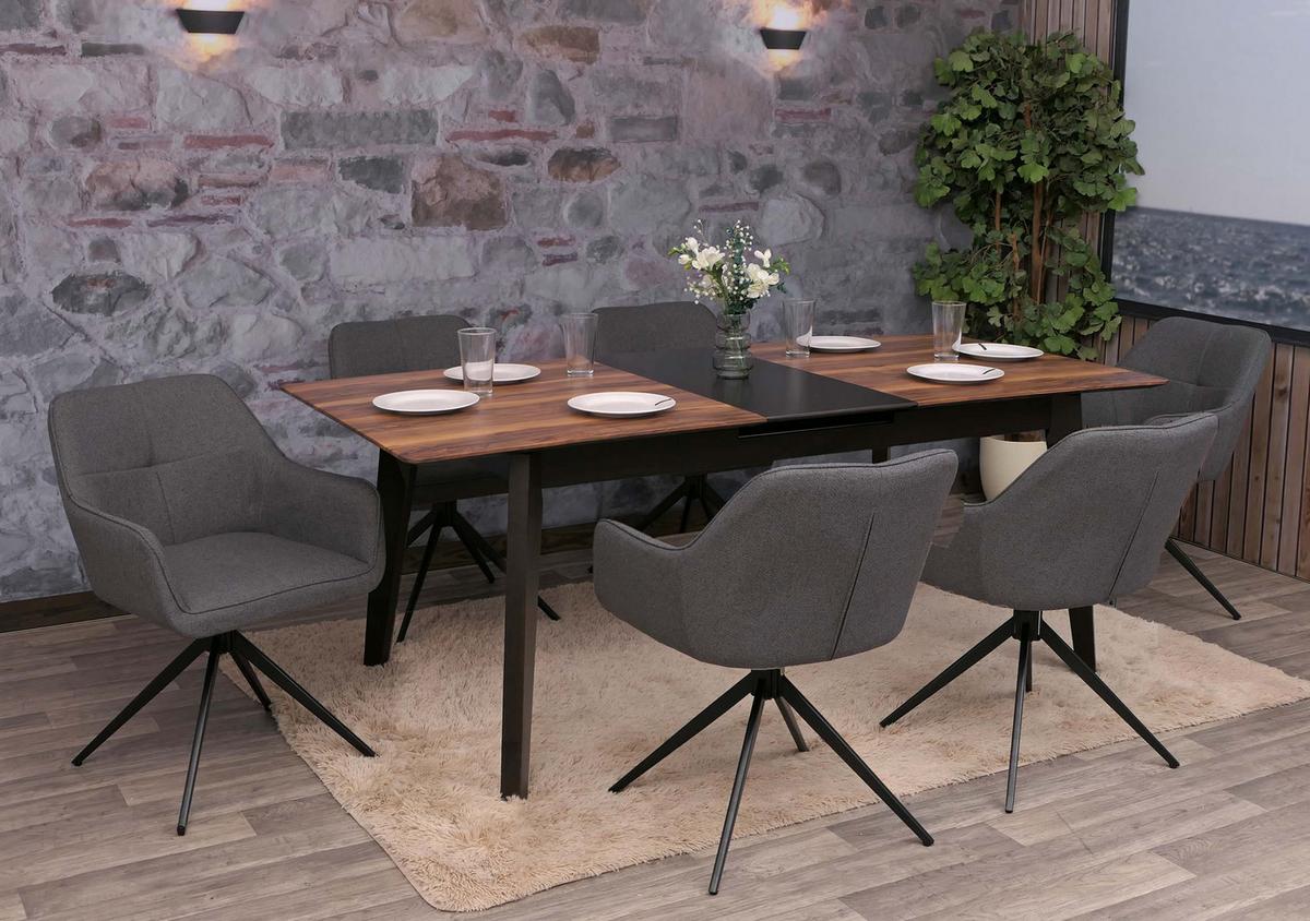 ESSZIMMERSTUHL Schwarz, Grau 6er-Set - Schwarz/Grau, Textil (53/80/59cm) - MCW