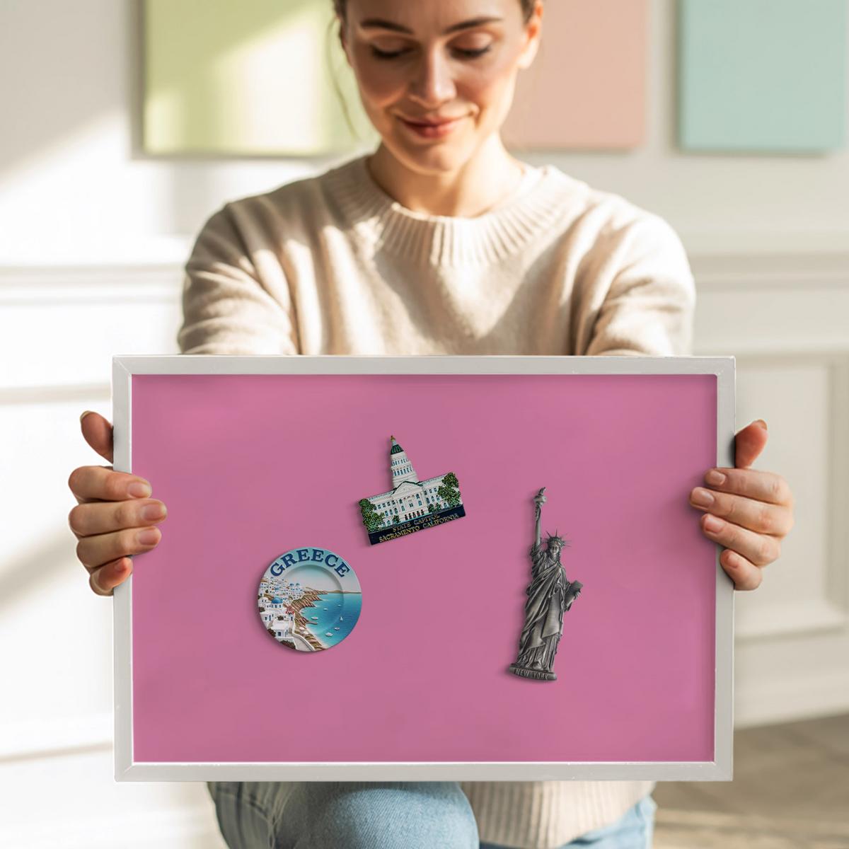 MAGNETTAFEL 80x60 cm Weißer Rahmen Pink - Koralle, Metall (80/60/0.4cm) - TULUP