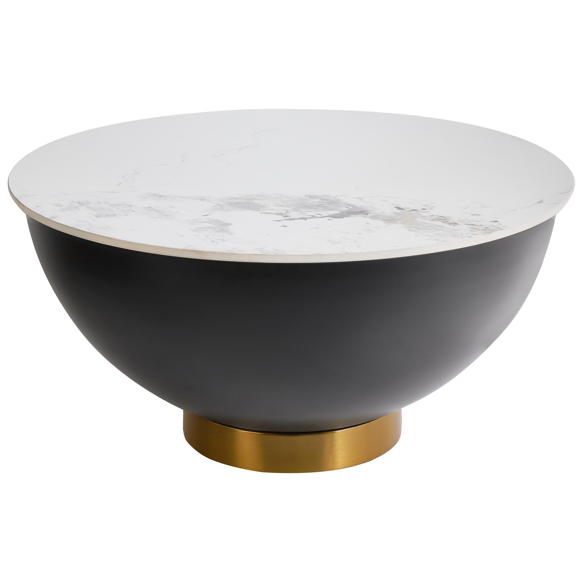 COUCHTISCH Schwarz/Gold/Weiß Nadine - Goldfarben/Schwarz, Stein (74/74/37cm) - Beliani