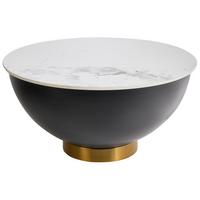 COUCHTISCH Schwarz/Gold/Weiß Nadine - Goldfarben/Schwarz, Stein (74/74/37cm) - Beliani