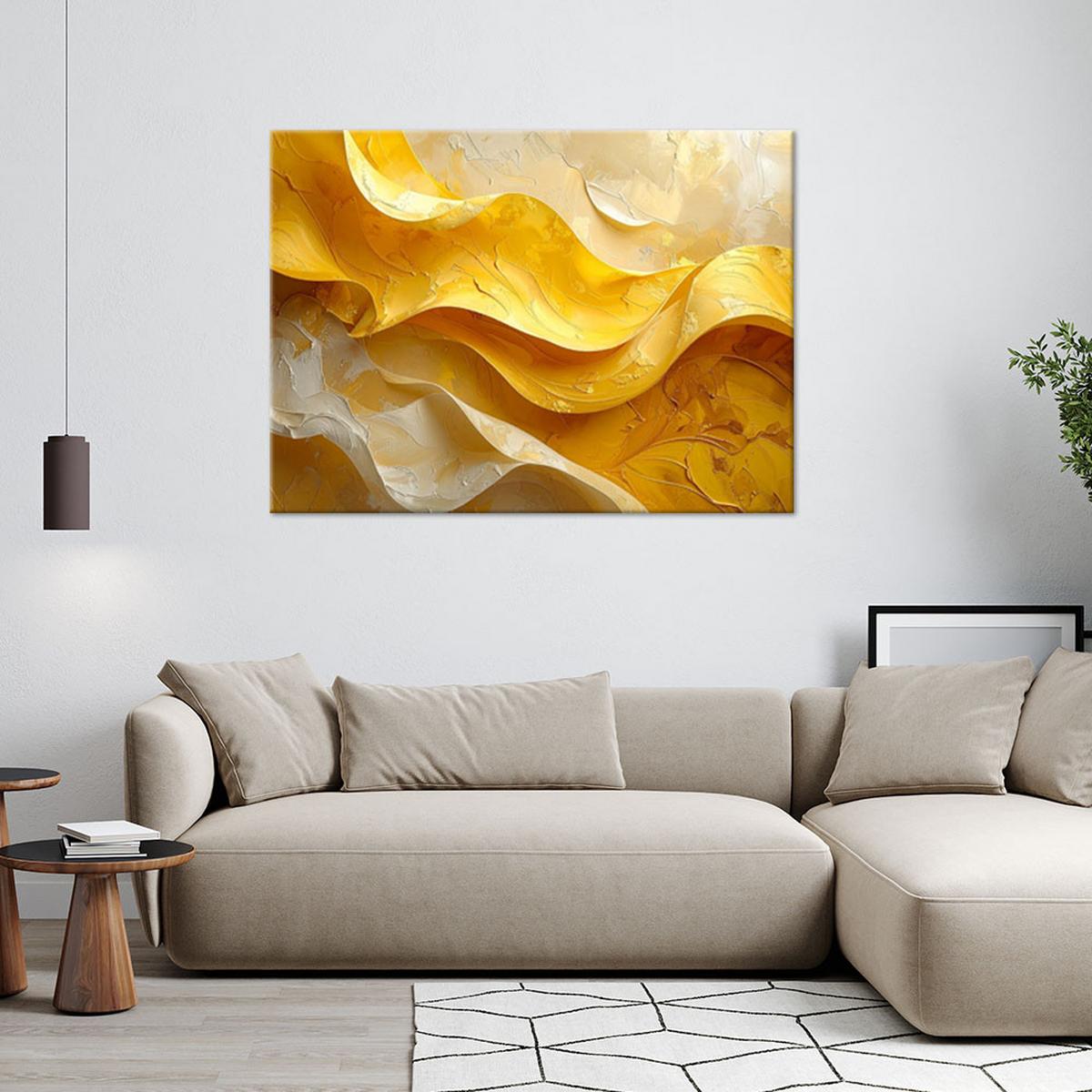 LEINWANDBILD Abstraktion 120x80cm - Gelb, Textil (120/80cm) - Feeby