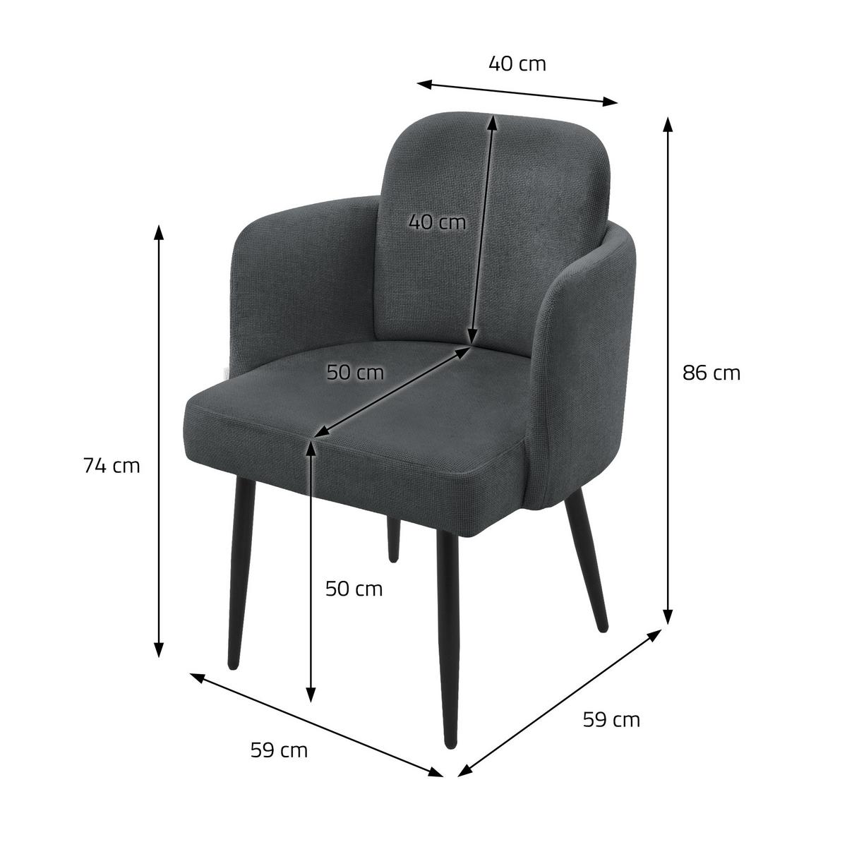 ESSZIMMERSTÜHLE 2er Set Anthrazit mit Stoffbezug Rattan Optik - Anthrazit/Schwarz, Textil/Metall (59/86/59cm) - ML-DESIGN