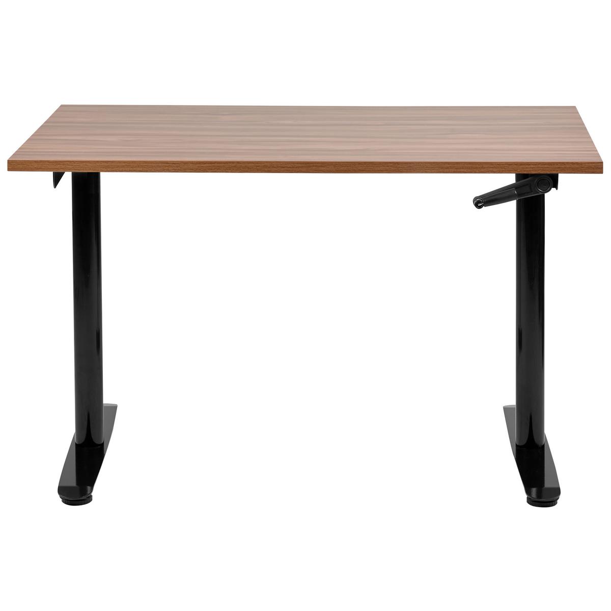 SCHREIBTISCH braunschwarz 120/72 cm manuell höhenverstellbar Destin IV - Dunkelbraun/Schwarz, Holz (120/72/74cm) - Beliani