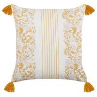 DEKOKISSEN Senfgelb 45/45 cm Biloba - Dunkelgelb, Naturmaterialien/Textil (45/45cm) - Beliani