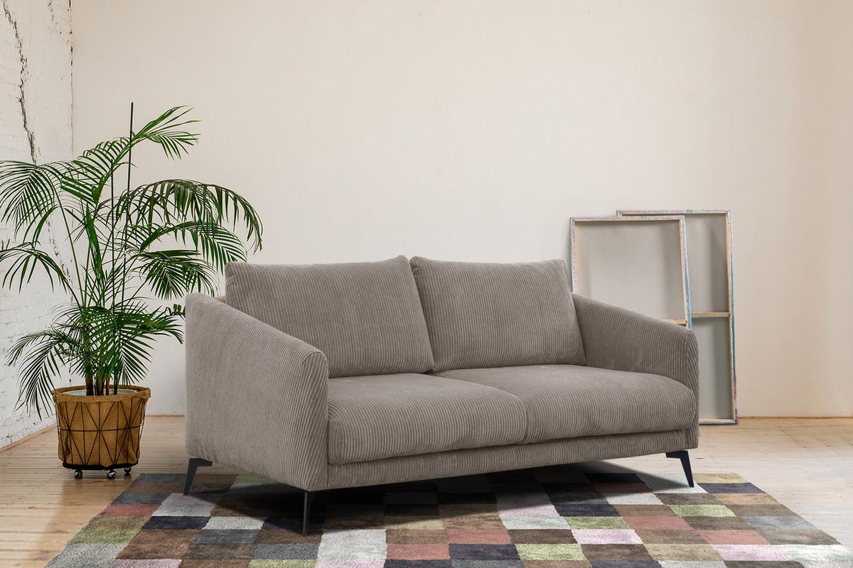 SOFA VILT 2,5-Sitzer, taupe - Taupe/Schwarz, Holzwerkstoff/Textil (202/89/94cm) - Wozimo