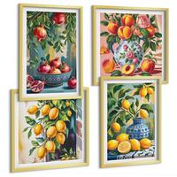 BILDER SET 4er Set - 50x50 cm & 40x60 cm Goldrahmen - Fruchtzusammensetzungen - Goldfarben, Kunststoff (50/50cm) - TULUP