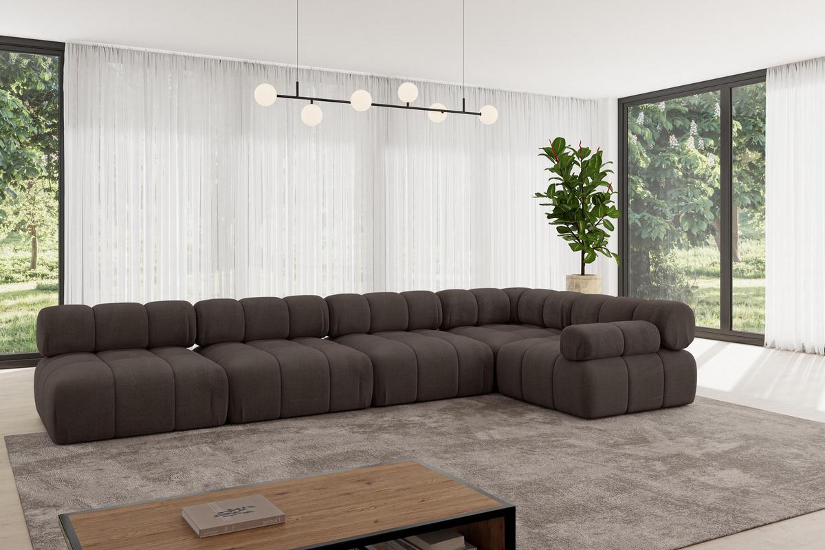 ECKSOFA modulares Sofa Mende-L3 - 380x190x70 cm Braun Velours - Braun, Holzwerkstoff/Textil (380/190cm) - ALTDECOR