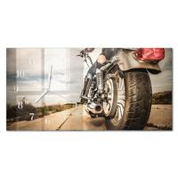 WANDUHR aus Glas 60x30 cm - Motorrad - Beige, Glas (60/30/0.4cm) - TULUP