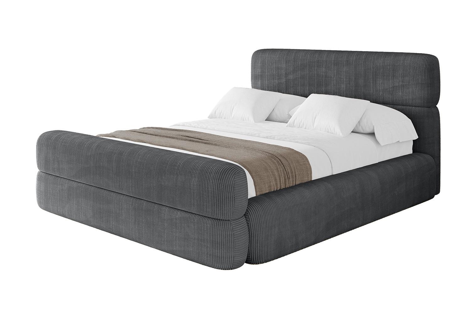 POLSTERBETT mit Bettkasten, Fußteil und Lattenrost, Boxbett ohne Matratze - ENORA-Z 180x200 Dunkelgrau - Anthrazit, Holzwerkstoff/Textil (180/200cm) - ALTDECOR