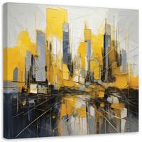 LEINWANDBILD Abstrakte Stadt Aquarell 40x40cm - Gelb, Textil (40/40cm) - Feeby