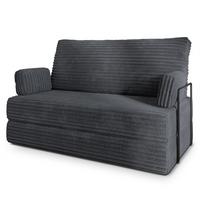 BETTSOFA LADIA aus Schaumstoff Kordstoff Grau Schlaffunktion - Dunkelgrau, Textil (140/86/60cm) - MASSENO