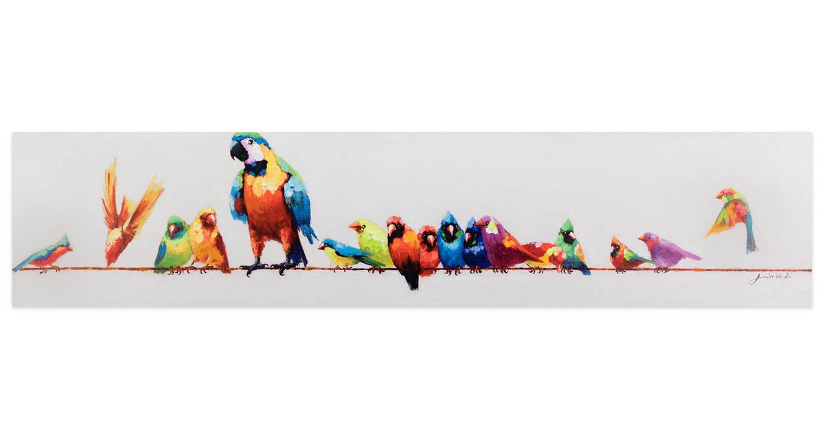 ACRYLBILD HANDGEMALT 150/30 cm - Blau/Gelb, Holz/Textil (150/30cm) - KUNSTLOFT