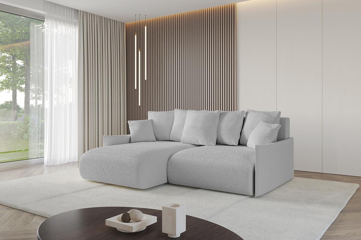 ECKSOFA Ottomane links ONESK-L -v1 216x177x72 Hellgrau Bouclé - Hellgrau, Holzwerkstoff/Kunststoff (216/177cm) - ALTDECOR