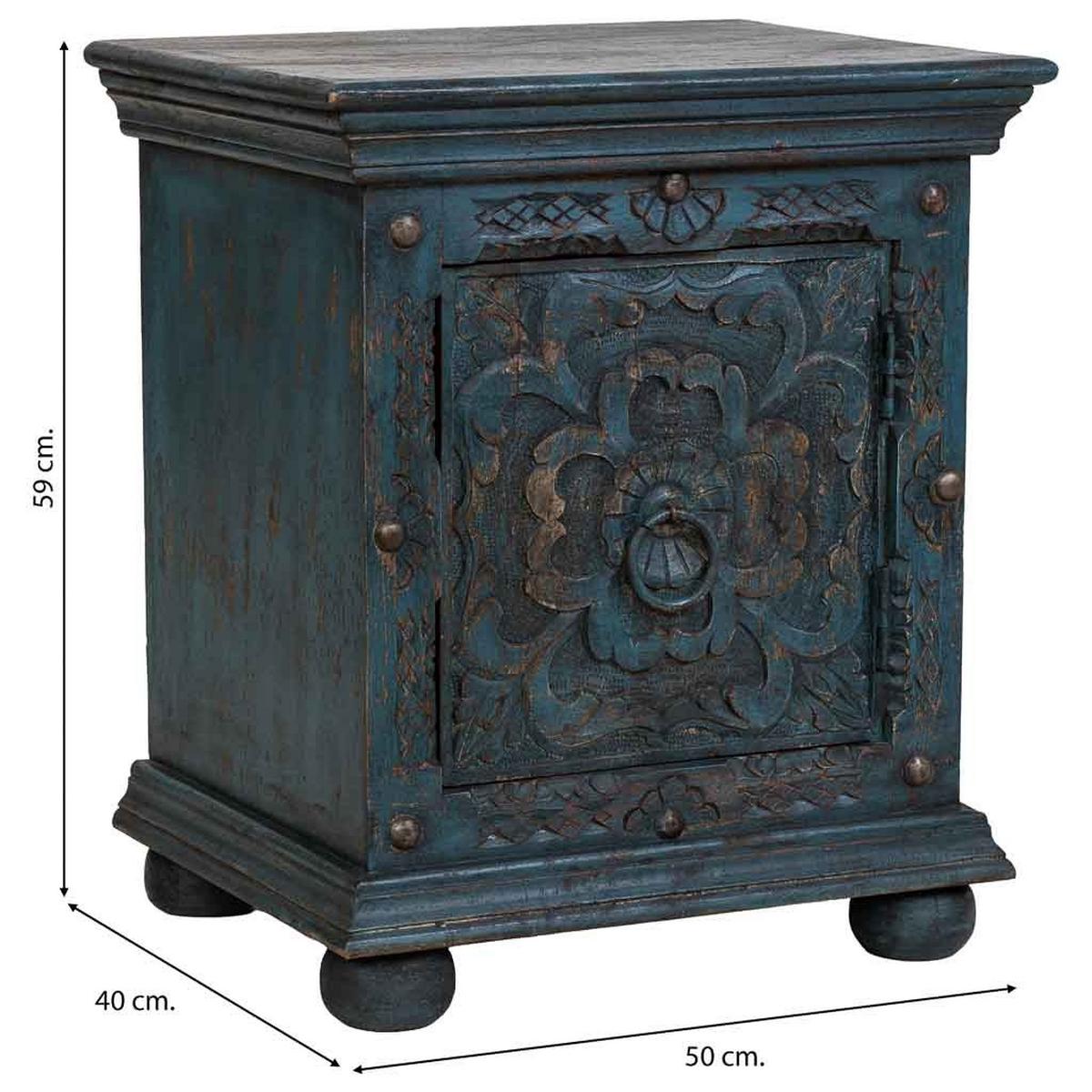 NACHTTISCH aus holz 50x40x59cm - Blau, Holz (50/59/40cm) - Wanderlust